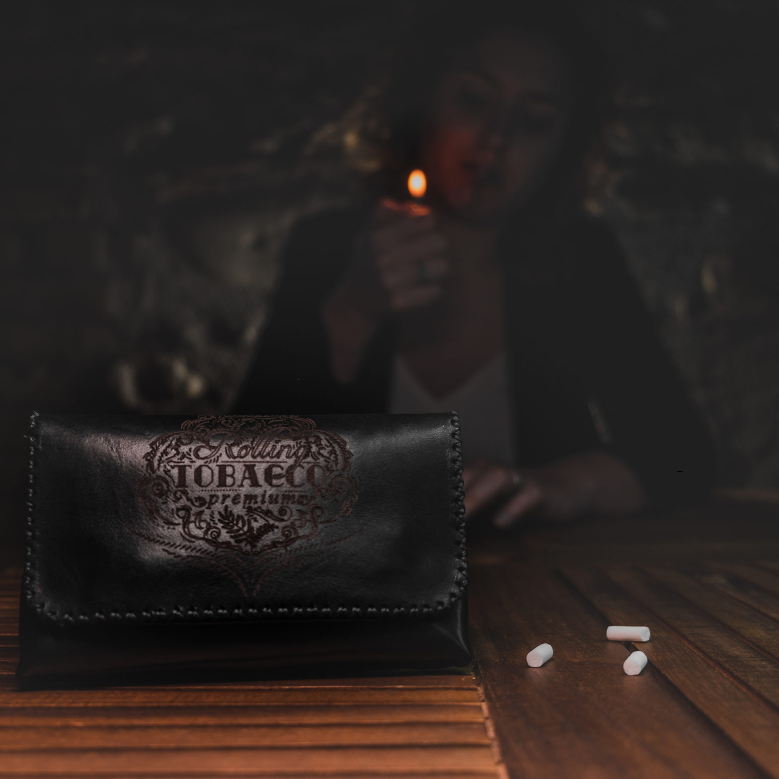 Angelo Busta Portatabacco In Finta Pelle, Chiusura A Stringa, Nero, 16,5 X 9 Cm - 2